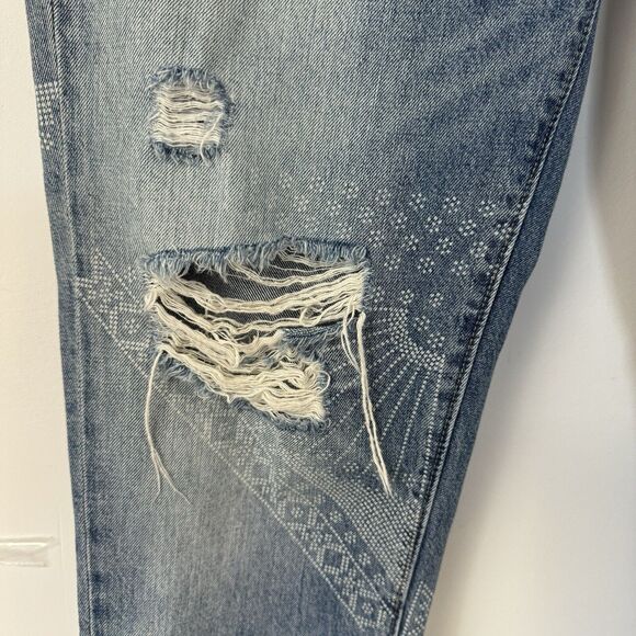 Lucky Brand Jeans Blue Sienna Slim Boyfriend Distressed Ripped Boho Tribal 10/30 - Picture 5 of 16